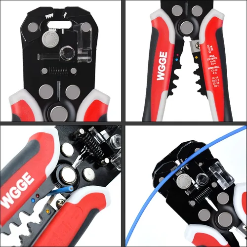 Miniatura 2 de WGGE WG-014 pelacables autoajustable con aislamiento, para pelar cables desde AWG 10-24, strippers automáticos con cortadores y buclera de 8