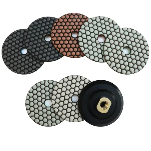 Dry Diamond - Juego de 7 almohadillas de pulido de diamante de 4 pulgadas con almohadilla de goma de 5/8 pulgadas - 11, pulidora de grano 50-3000,