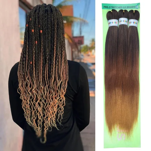 Miniatura 65 de Pelo corto negro trenzado preestirado de 14 pulgadas para trenzas sin nudos, pelo sintético 1B trenzado para trenzas Bob Box