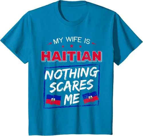 Miniatura 81 de My Wife Is Haitian Republic of Haiti Heritage Roots - Camiseta con bandera, Negro, S