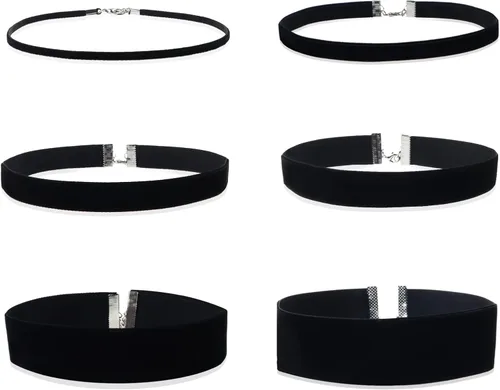 iuviwey Juego de 6 gargantillas góticas de terciopelo, collares clásicos góticos (negrorojo claret), Zinc, No es una piedra preciosa