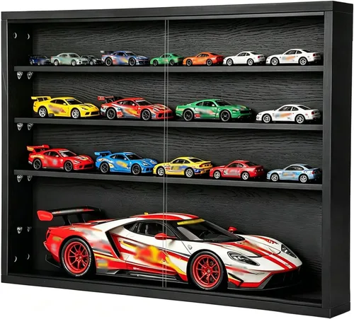 Miniatura 7 de Vitrina de autos de juguete a escala 1/64, vitrina de exhibición de coche fundido a presión, modelo de montaje en pared, gabinete de almacenamiento