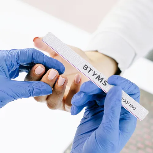 Miniatura 5 de BTYMS 30 unidades de limas de uñas de grano 100/180 y pulidoras profesionales de doble cara, herramienta de manicura para uñas acrílicas