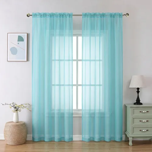 Miniatura 204 de Aiyufeng 2 paneles de cenefa transparente negra de 14 pulgadas de largo, cortinas cortas negras transparentes para dormitorio, cortinas de cocina