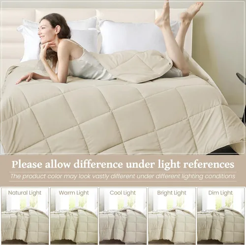Miniatura 4 de Homelike Moment Edredón tamaño king - Inserto de edredón beige, alternativa al plumón, edredón ligero para cama king, ropa de cama ligera