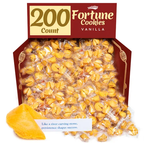 Snackathon Galletas de la fortuna, envueltas individualmente, paquete a granel, Premium hechas en EE. UU. (200 unidades, vainilla)