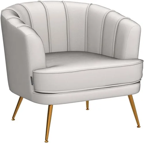 Miniatura 5 de Silla de barril moderna de terciopelo con acento, sillón con patas doradas para sala de estar, dormitorio, oficina en casa, silla de club