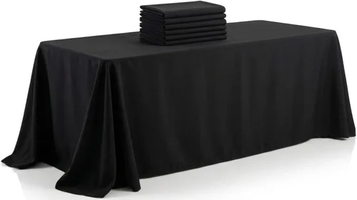 Miniatura 10 de Mantel rectangular de poliéster, manteles para mesas rectangulares de 6 pies, manteles de tela decorativa lavable para bodas, banquetes y campamento