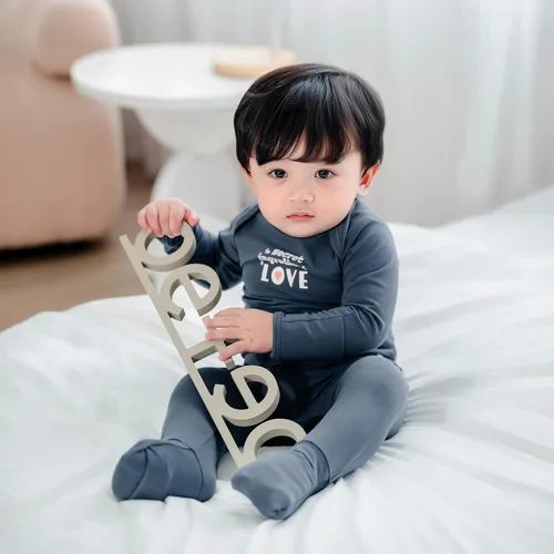 Miniatura 3 de OETEO Mameluco de algodón con certificación Oeko-Tex, fácil de llevar, con pies y mitones convertibles, paquete de pijama Gtube adaptable