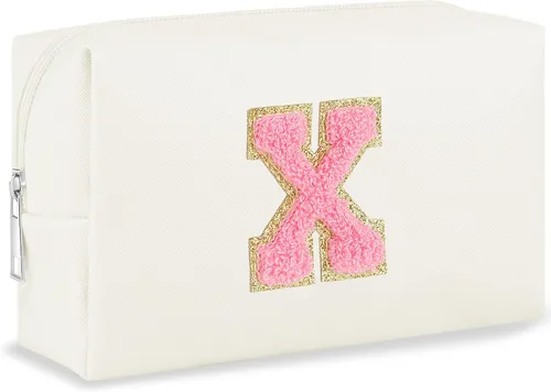 Miniatura 95 de URSKYTOUS Regalos para niñas, bolsa de maquillaje con inicial, bolsa de cosméticos personalizada con cremallera, bonita bolsa de aseo de viaje, Azul
