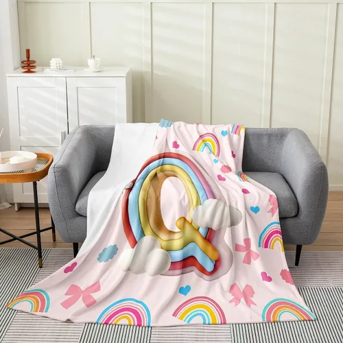 Miniatura 23 de Erosebridal Rainbow English Alphabet Fleece Throw Blanket 40"x50" - Ultra-Soft for Couch Sofa Bed,Cartoon Letters Flannel Blanket,Love Hearts Fuzzy