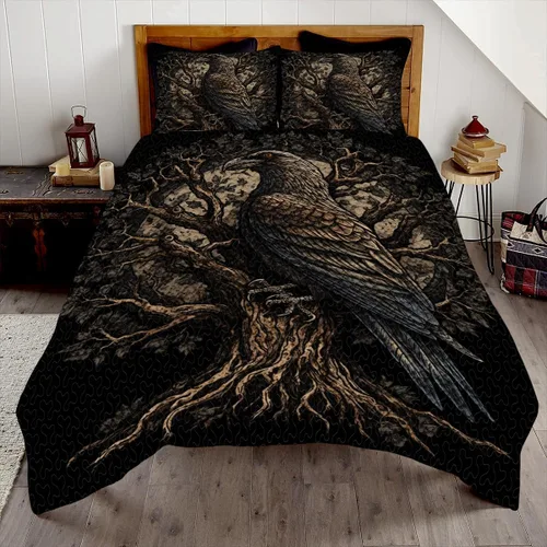 Raven - Juego de ropa de cama vikinga, juego de edredón individual, suave y transpirable para hombres (funda de edredón vikingo del árbol de la vida