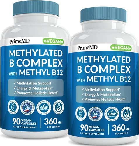 Miniatura 10 de Complejo B metilado con metilfolato y B12 metilcobalamina 1000 mcg - Multivitamínico metilado para energía, función cerebral y bienestar - Complejo
