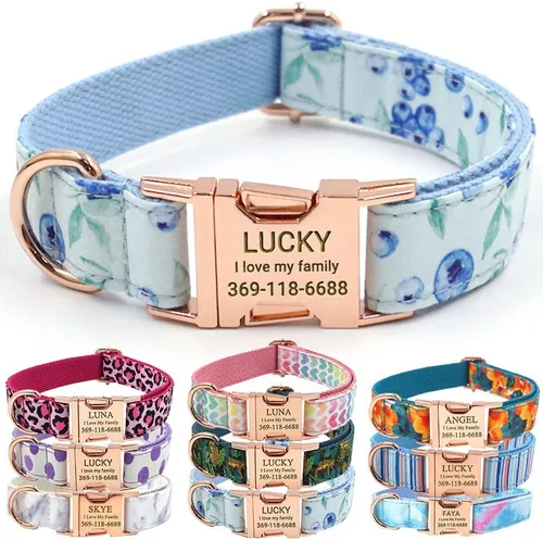 Miniatura 10 de PETDURO Collar Personalizado para Perro A cuadros Negro Blanco con Nombre y Teléfono Grabados en Hebilla de Metal Plateado para Perros Grandes