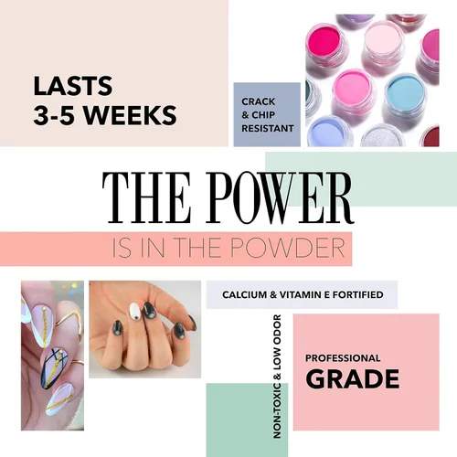 Miniatura 3 de Revel Nail Polvo de inmersión, esmalte de uñas en polvo rosa y francés, resistente a las astillas, con vitamina E y calcio, manicura de bricolaje