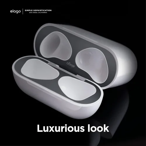 Miniatura 6 de elago - Protector contra el polvo compatible con AirPods 3, adhesivo metálico a prueba de polvo, película ultra delgada, acabado de aspecto lujoso