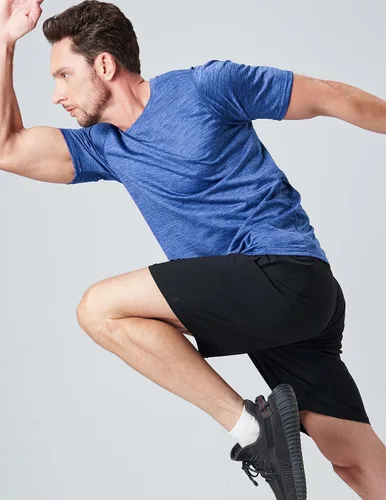 Miniatura 6 de Paquete de 5 camisetas de manga corta, con cuello redondo y de secado rápido para hombre, camisetas deportivas para correr, entrenar o ir al gimnasio