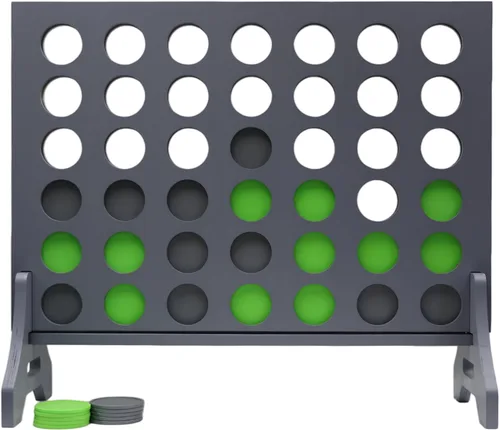 Miniatura 55 de Juego gigante 4 en una fila para familia y adultos – Tailgating Pros Jumbo de madera gris cuatro en una fila juego de patio para interiores