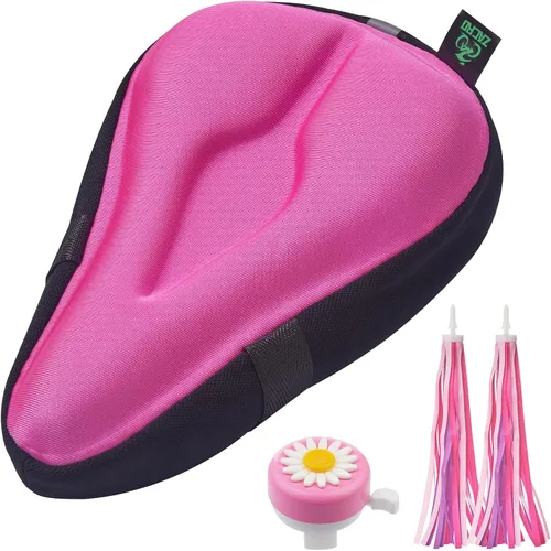 Miniatura 8 de Zacro Funda de cojín de gel para asiento de bicicleta para niños y niñas, funda de asiento de bicicleta antideslizante para niños pequeños, Rosa