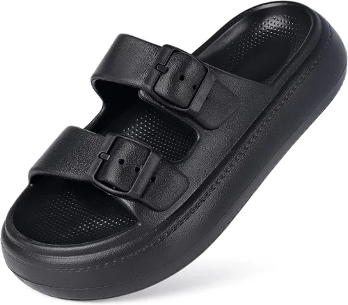 KVbabby Sandalias de nube para niños, doble hebilla ajustable, sandalias para niñas y niños, suela gruesa, cojín de ducha antideslizante