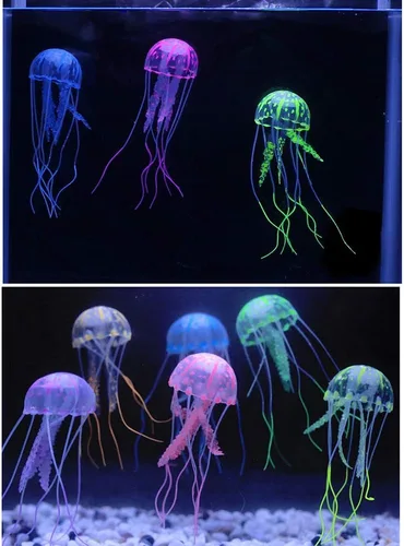 Miniatura 4 de 6 piezas de medusas artificiales para acuario, decoración de medusas brillantes, silicona suave