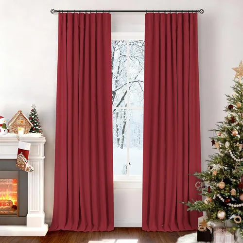 Miniatura 33 de INOVADAY Cortinas 100% opacas para dormitorio, cortinas opacas de 84 pulgadas de largo, cortinas opacas de lino con anillos de clip, aislamiento