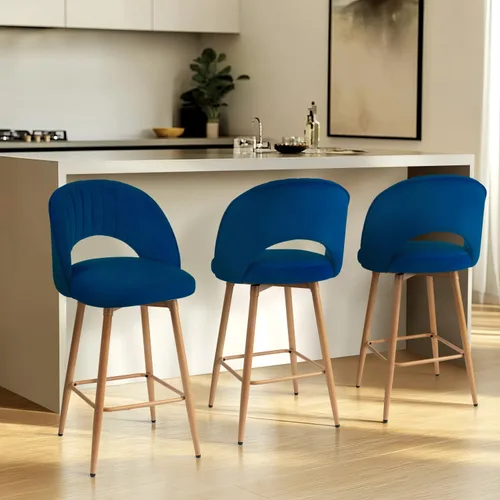 Miniatura 10 de Juego de 2 taburetes de bar giratorios de altura de mostrador para isla de cocina, sillas de bar de 26 pulgadas de altura de asiento para comedor