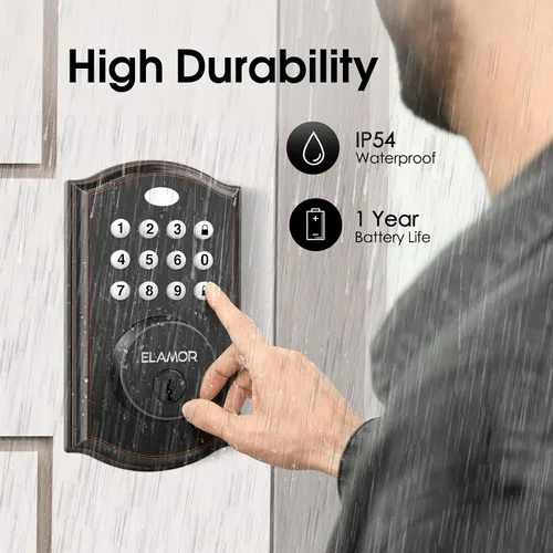 Miniatura 8 de Cerradura de Puerta de Entrada sin Llave - Cerradura Electrónica de Pestillo con Teclados, Bloqueo Automático, 50 Códigos de Usuario, Cerradura