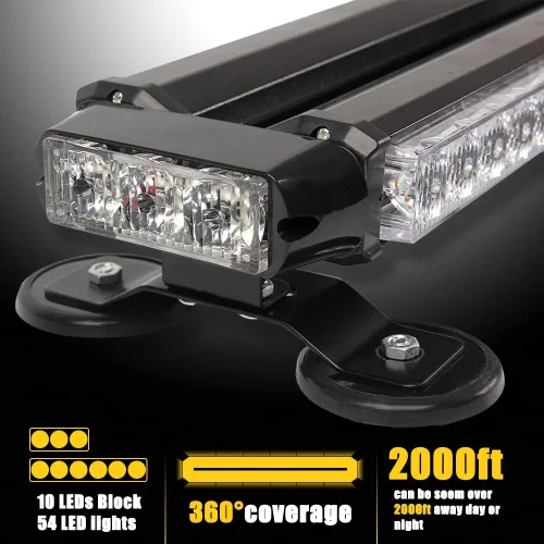 Miniatura 7 de 26" 54 LED 7 modo flash Asesor de tráfico de doble cara advertencia de emergencia seguridad vehículo techo superior barra de luz estroboscópica