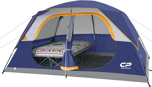 CAMPROS CP Upgraded 6/8 Person Camping Tents, Waterproof Windproof Family Tent with Larger Mesh Windows & Door, Double Layer, Easy Set Up,
