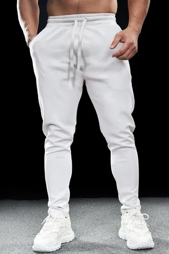 Miniatura 2 de GINGTTO Pantalones deportivos para hombre Slim Fit Gris Algodón con Bolsillos