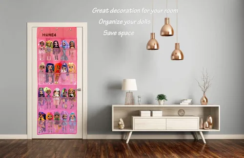 Miniatura 2 de HOME4 Soporte organizador de almacenamiento para colgar sobre la puerta, 25 bolsillos, compatible con juguetes sorpresa, muñecas, Omg, Barbie Lol