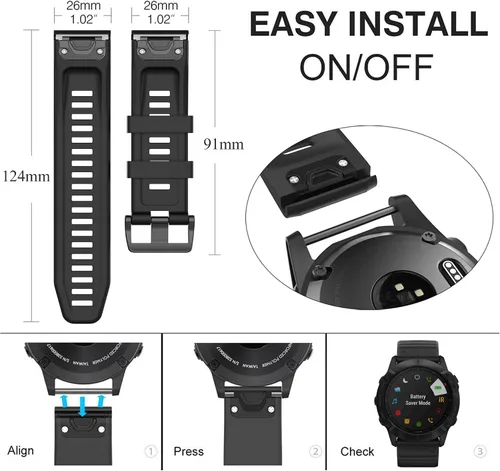 Miniatura 6 de Correa para Garmin Fenix 7X / Fenix 6X / Fenix 5X, correa de repuesto de silicona suave para Garmin Fenix 7X Pro/Fenix 6X Pro/Fenix 5X Plus/Fenix