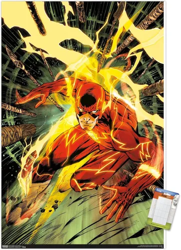 Miniatura 12 de Trends International DC Comics - Póster de pared de The Flash - Spears, 14.725 x 22.375 pulgadas, versión enmarcada de madera de granero