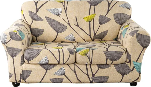 Miniatura 18 de Lamberia Funda de sofá estampada de alta elasticidad, Fundas elásticas para sofá de 2 piezas, Funda elástica para sillón con una funda de cojín Verde