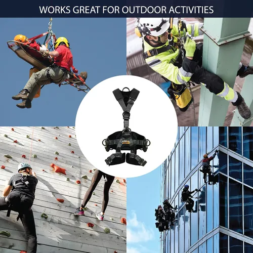 Miniatura 9 de Fusion Climb Tac-Rescue, arnés de construcción – Arnés de cuerpo completo con acolchado de espuma plana, 6 puntos de anillo en D y arnés