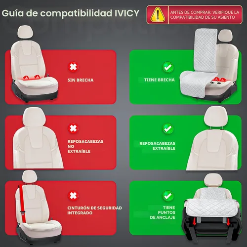 Miniatura 4 de IVICY - Funda de asiento de coche de lino sintético - Duradera y antideslizante - Fundas protectoras de asiento delantero para la mayoría de BEIGE