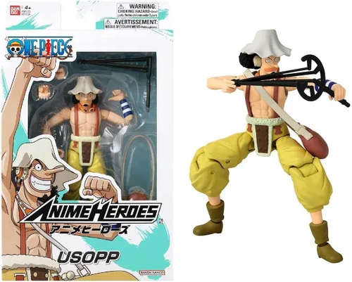 BANDAI Anime Heroes - Figura de acción de Usopp de una pieza, figura de anime articulada de Usopp de 6.7 in con accesorios adicionales, figuras de