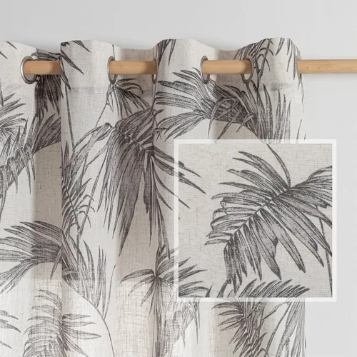 Miniatura 12 de MYSKY HOME - Cortinas de lino florales 100% blackout, de 95 pulgadas de largo, 2 paneles para sala de estar y dormitorio, doble capa