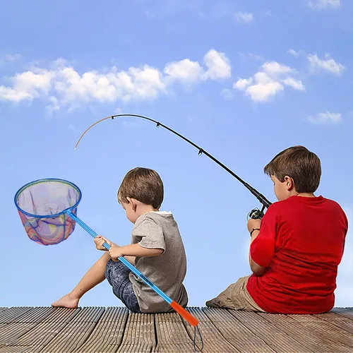 Miniatura 6 de Red de pesca para niños: red telescópica de cebo, minnow y mariposa con profundidad de 11.4 pulgadas, mango que se extiende hasta 30 pulgadas