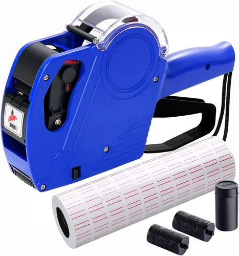 Miniatura 10 de KPX MX5500 Pistola de etiquetas de precios con 5150 calcomanías de pistola de etiquetas blancas y 3 rodillos de tinta adicionales, pistola de Rojo