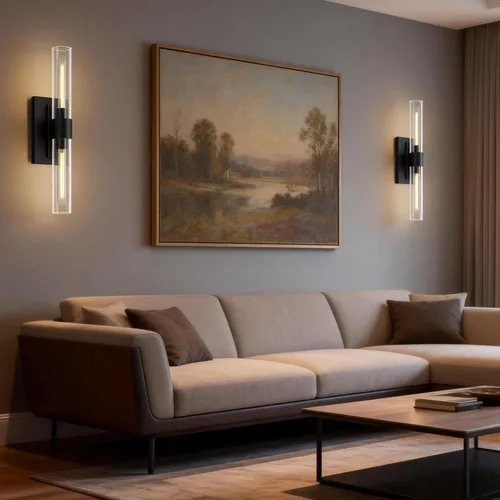 Miniatura 7 de Apliques de Pared Negros, 22.8" Apliques de Baño, Iluminación de Pared con Apliques de 2 Luces, Juego de Dos Apliques de Pared de Bronce, Luces