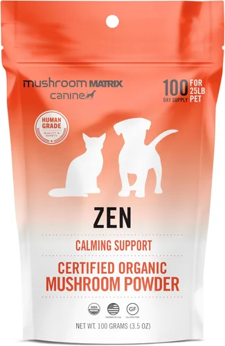 Om Mushroom Matrix Pet - Canino | Mezcla de hongos Zen Matrix | Suplemento para mascotas en polvo de hongos orgánicos de grado humano cultivado en
