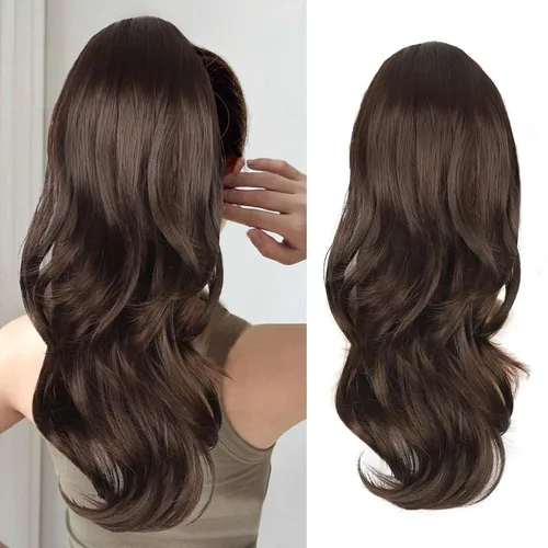 Miniatura 10 de Extensión de cola de caballo rubio, extensión de cola de caballo con cordón de 20 pulgadas para mujeres, extensiones de cabello de cola de caballo