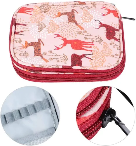Miniatura 7 de Estuche para agujas de tejer, bolsa de tejer con cremallera, caja organizadora de accesorios de herramienta de costura portátil para llevar