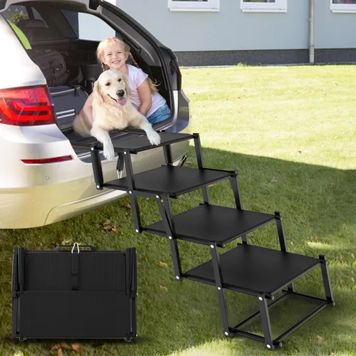 Escaleras extra anchas para perros grandes, rampa plegable para perros con superficie antideslizante, escaleras ligeras para perros para autos, SUV,