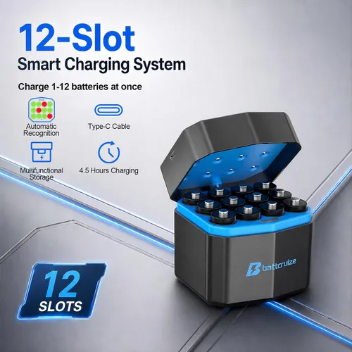 Miniatura 4 de Paquete de 12 Baterías Recargables de Litio AA con Cargador Inteligente de 12 Ranuras, 3600mWh 1.5V Baterías de Litio AA de Voltaje Constante