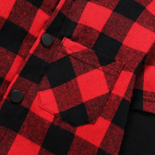 Miniatura 13 de YOUNGER TREE Conjunto de sudadera con capucha para niños pequeños, conjunto de camisa de franela a cuadros para otoño, invierno y primavera
