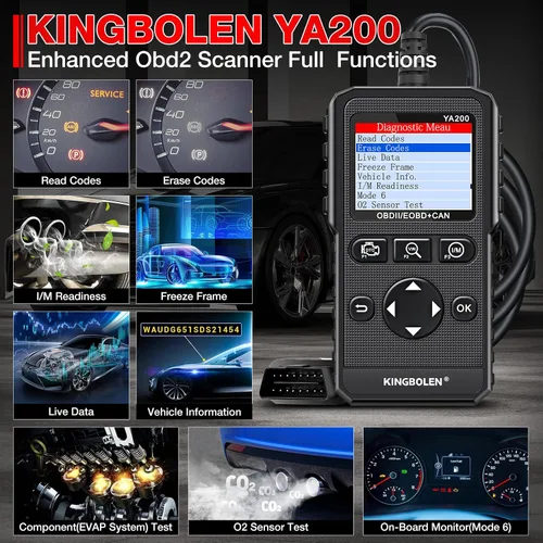 Miniatura 2 de KINGBOLEN YA200 - Escáner OBD2, Lector de Código OBD2 para Auto, Luz de Comprobación del Motor, Escáner de Auto OBDII con Funciones Completas