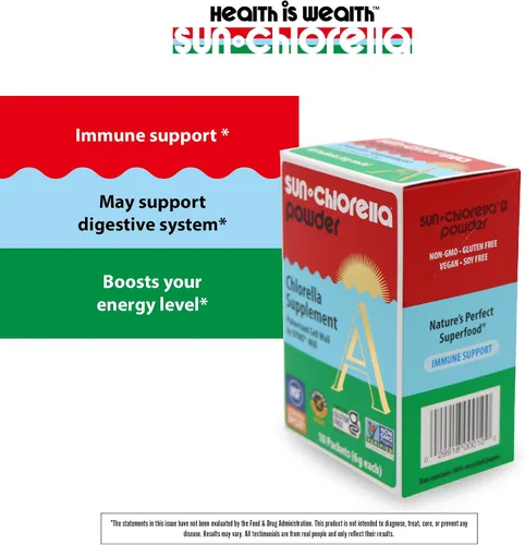 Miniatura 3 de Sun Chlorella Suplemento superalimento de algas verdes en polvo que apoya el bienestar de todo el cuerpo, la defensa inmunológica, la salud